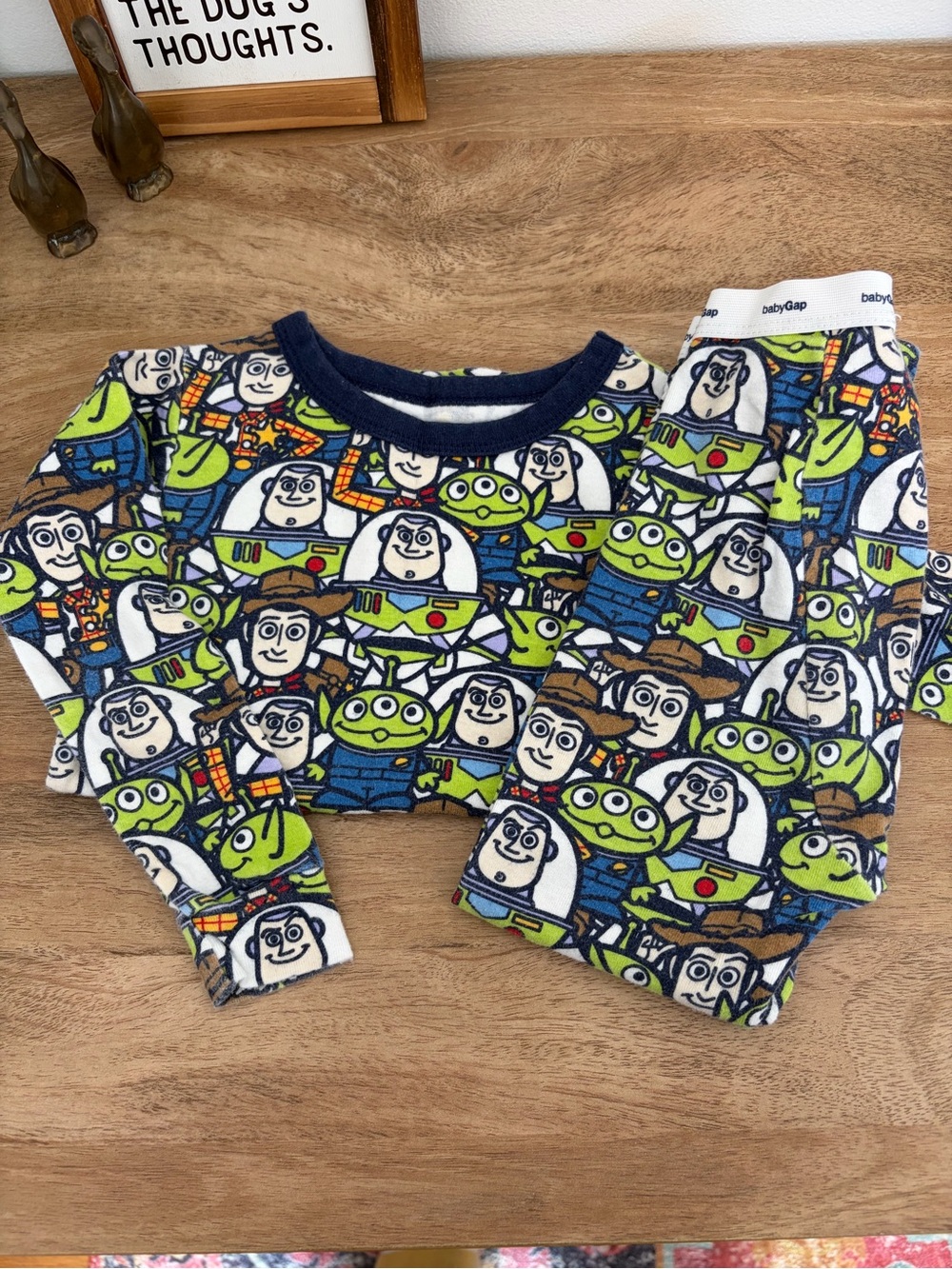 Disney Boys Green & Blue Toy Story Fleece Pajama Set